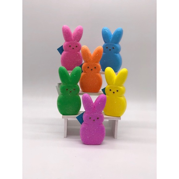 Bethany Lowe Easter Bunny Peeps Complete Set of 6 Purple Pink Blue Green Yellow - Picture 8 of 12